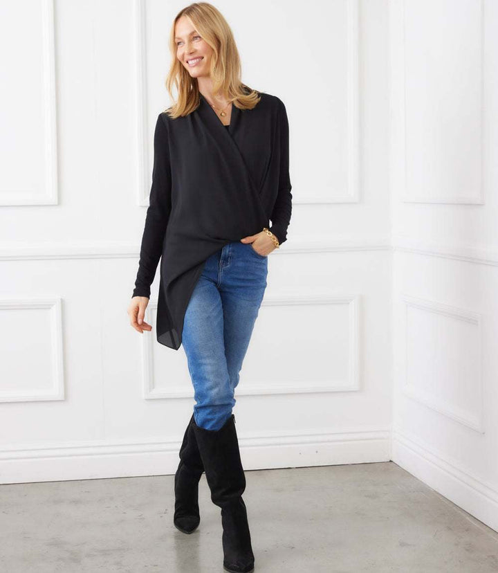 Contrast Double Layer Wrap Top