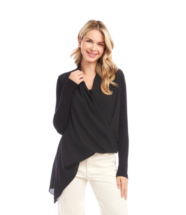 Contrast Double Layer Wrap Top