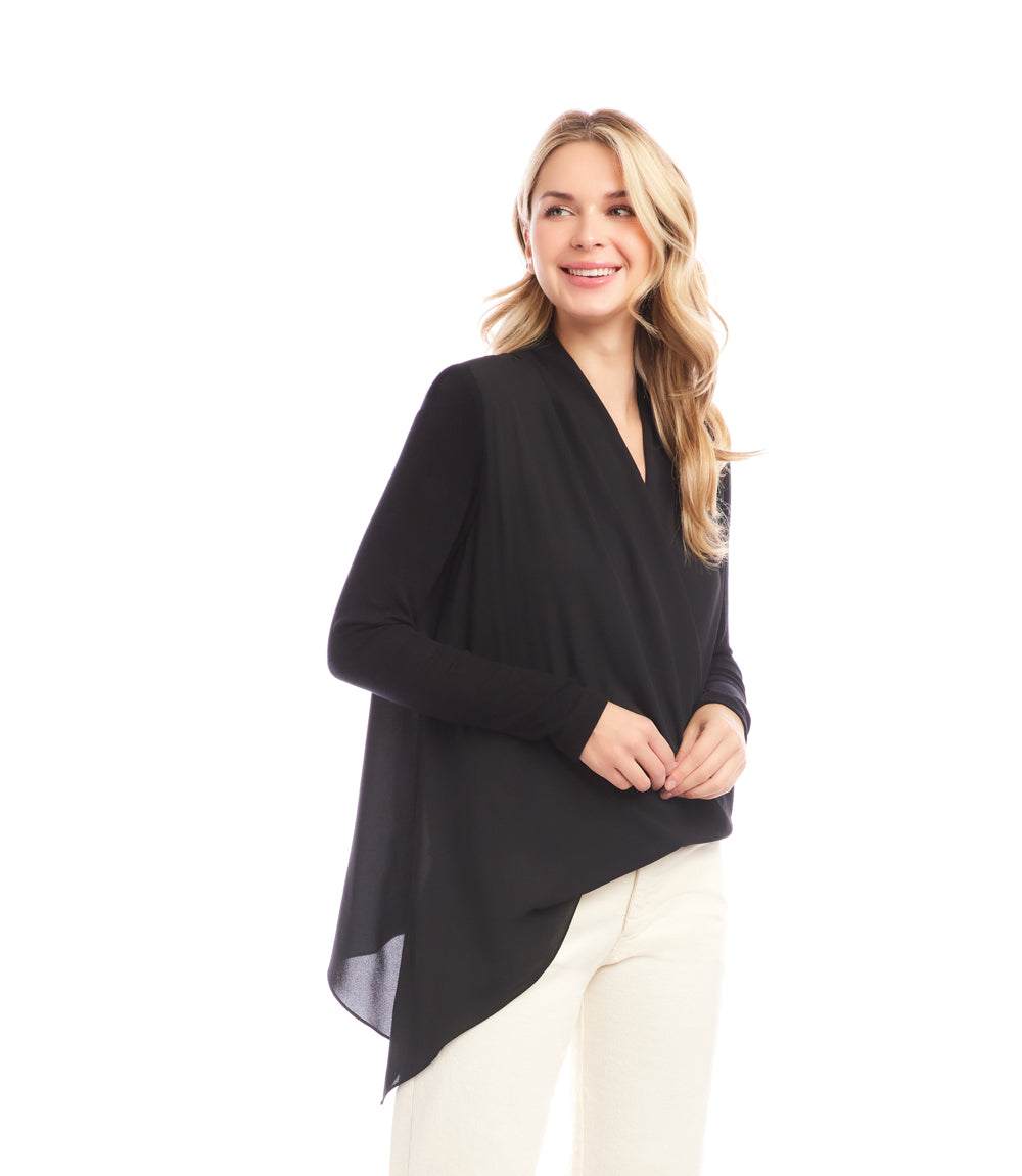 Contrast Double Layer Wrap Top
