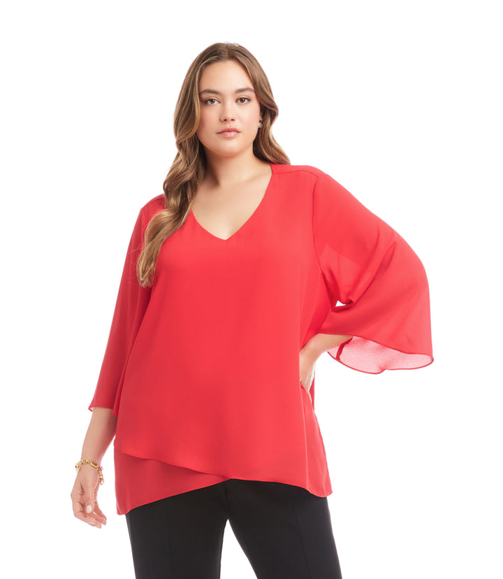 Plus Size Bracelet Sleeve Asymmetric Top