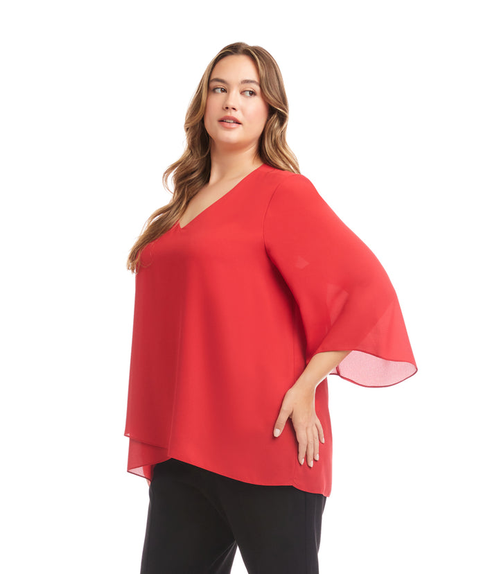 Plus Size Bracelet Sleeve Asymmetric Top