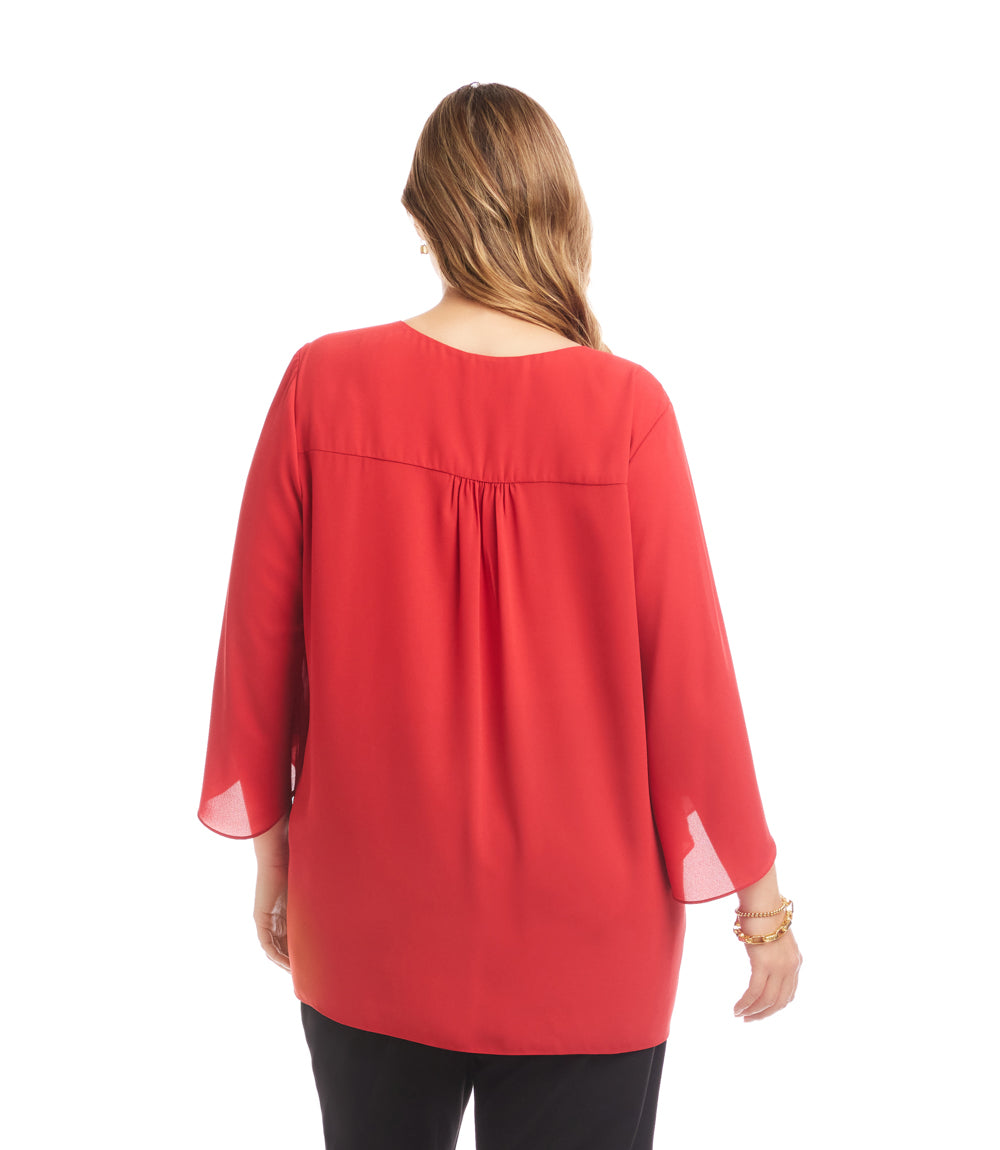 Plus Size Bracelet Sleeve Asymmetric Top