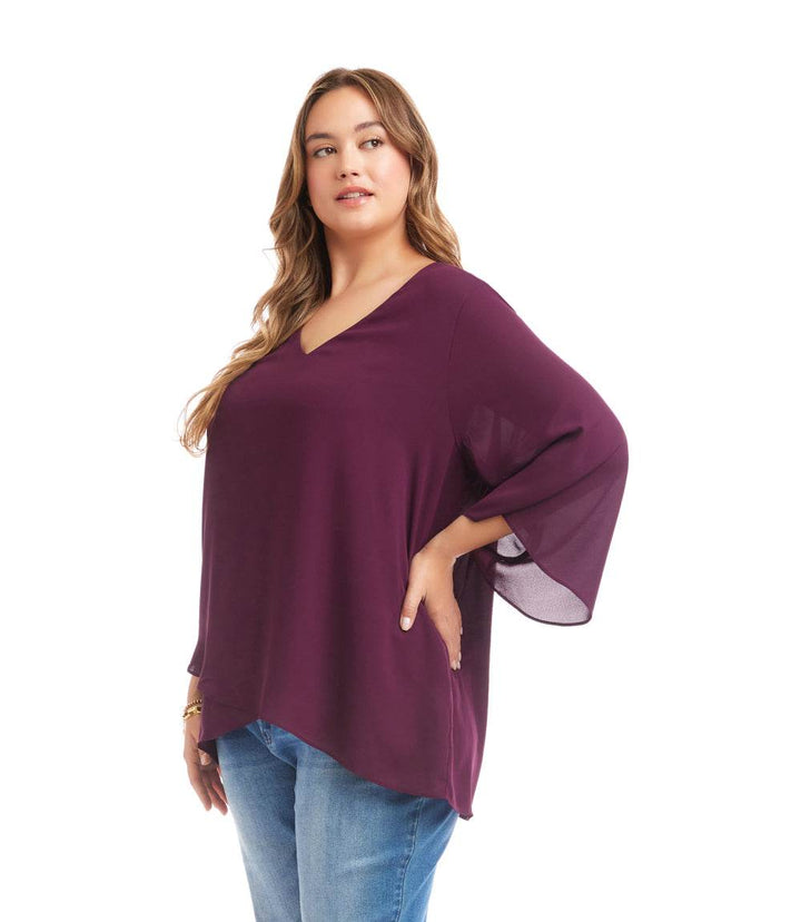 Plus Size Bracelet Sleeve Asymmetric Top