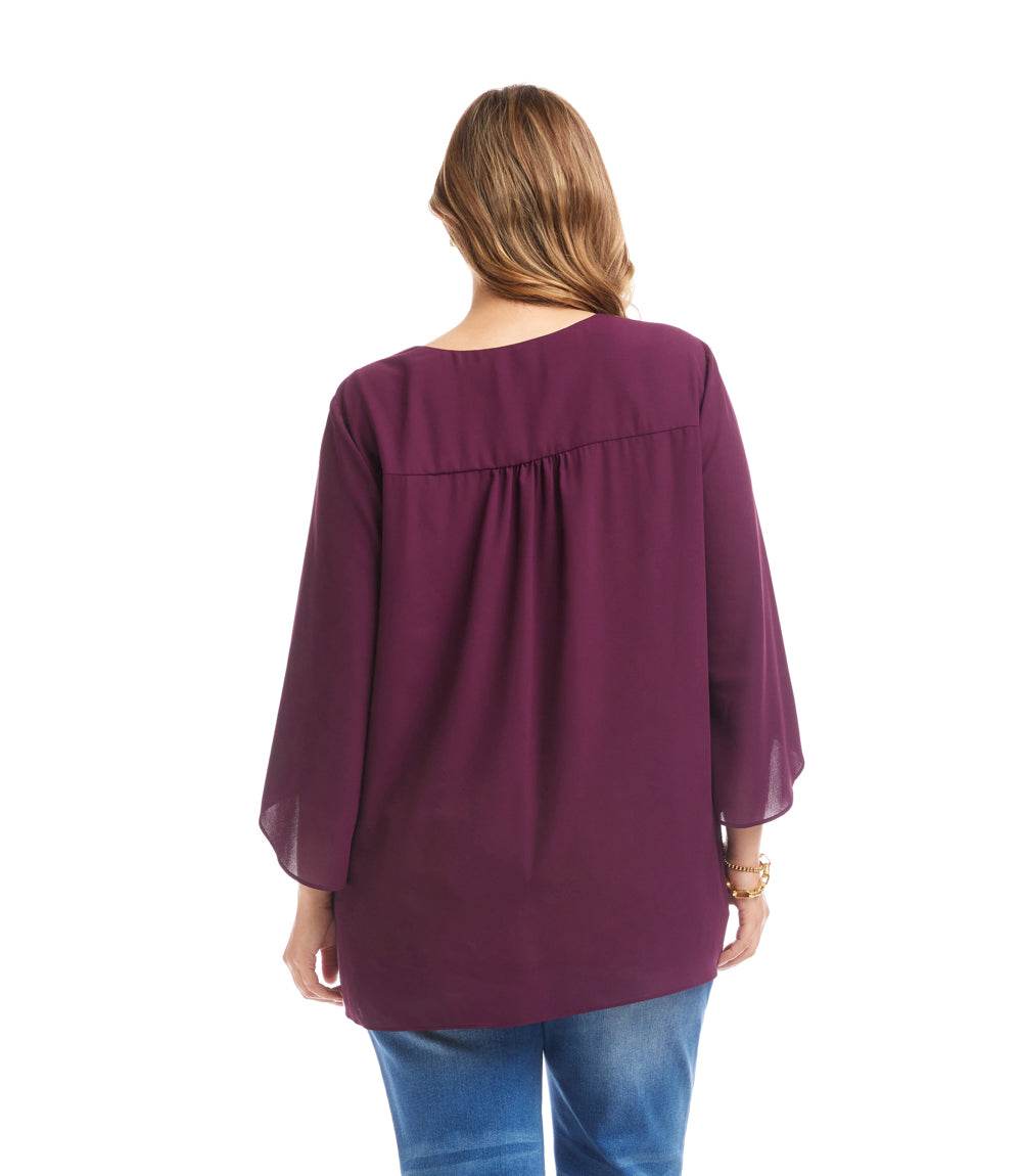 Plus Size Bracelet Sleeve Asymmetric Top