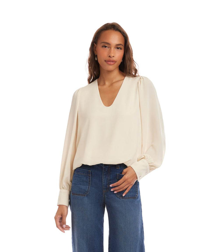 Puff Sleeve V-Neck Top