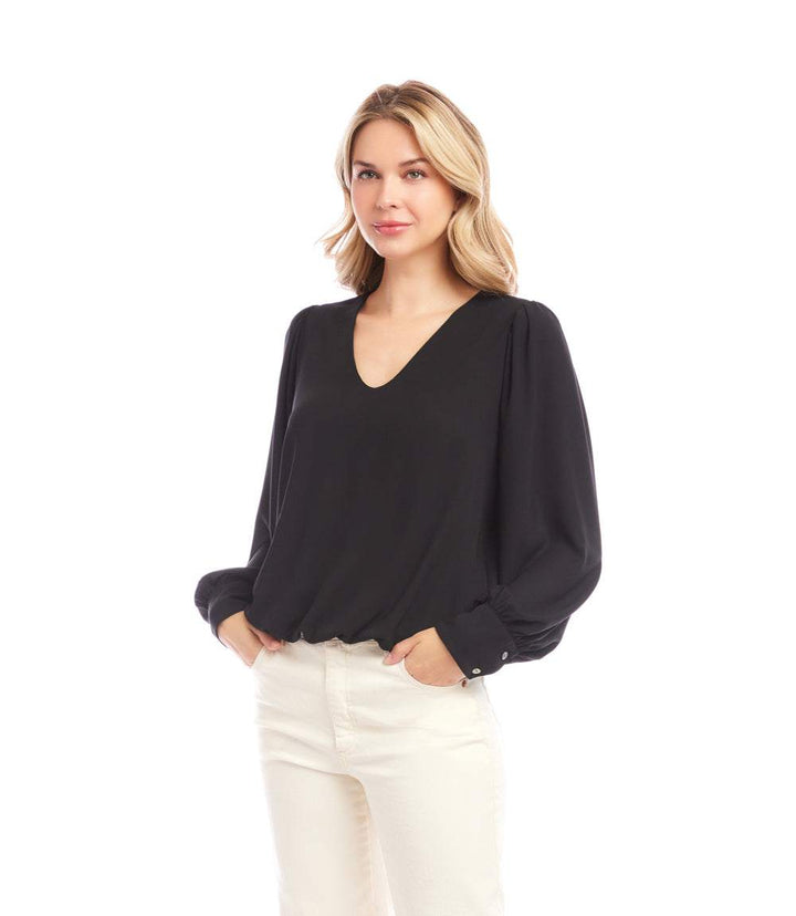 Puff Sleeve V-Neck Top