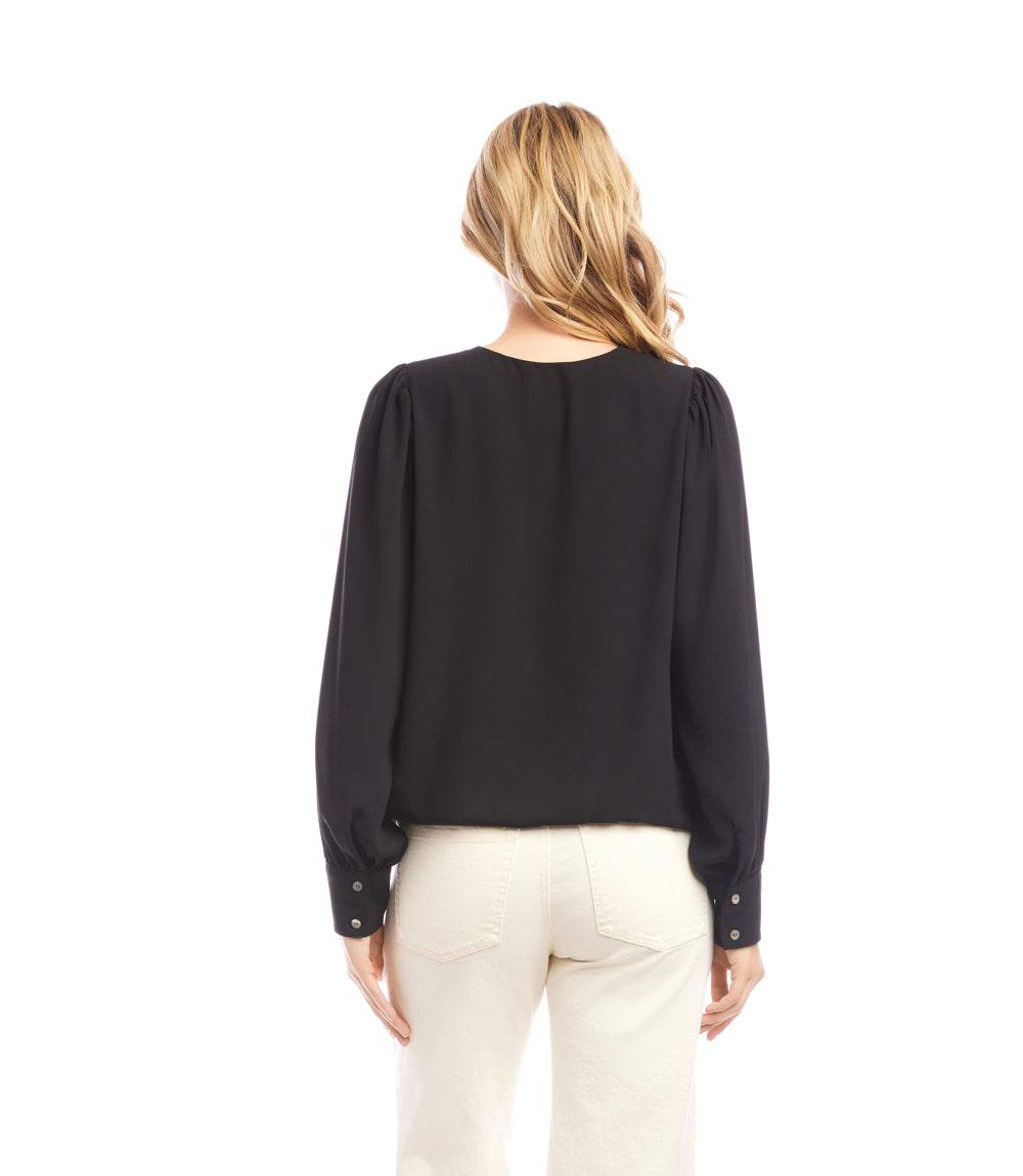 Puff Sleeve V-Neck Top