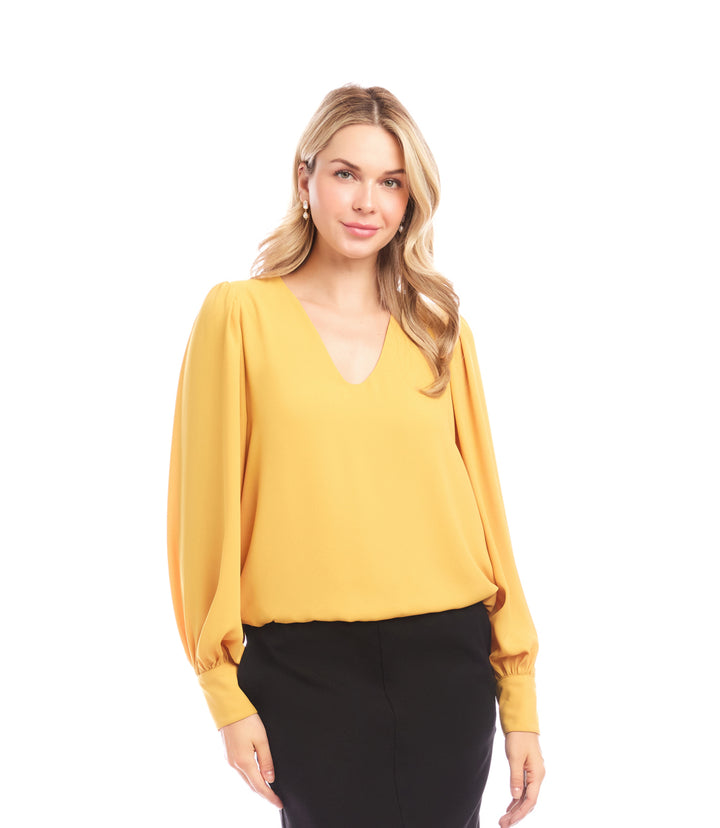 Puff Sleeve V-Neck Top