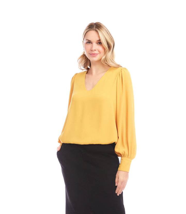 Puff Sleeve V-Neck Top