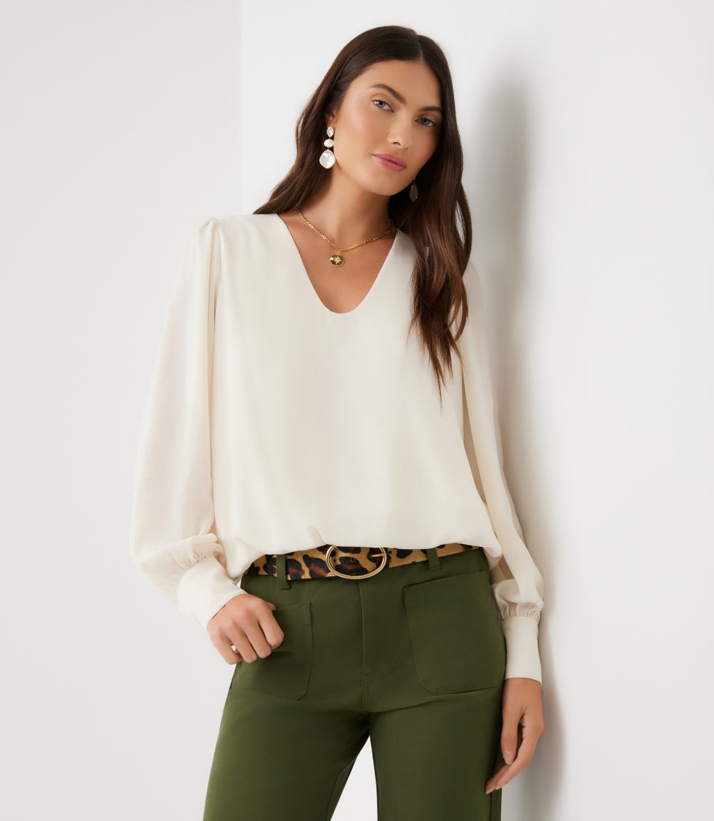 Puff Sleeve V-Neck Top