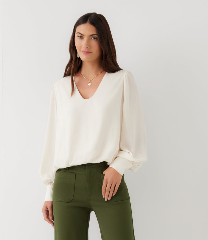 Puff Sleeve V-Neck Top