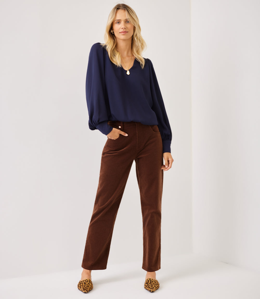 Puff Sleeve V-Neck Top