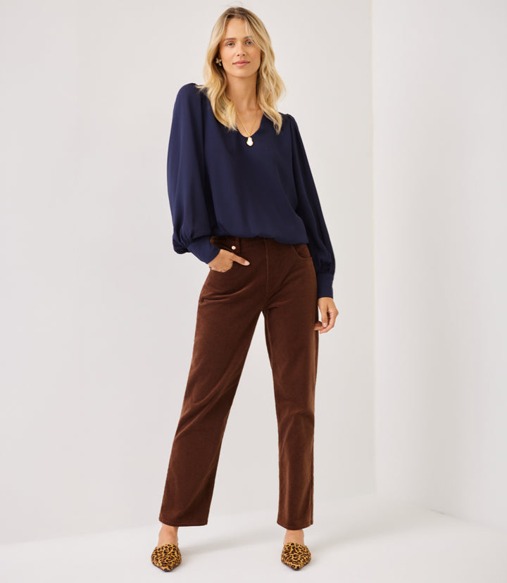 Puff Sleeve V-Neck Top