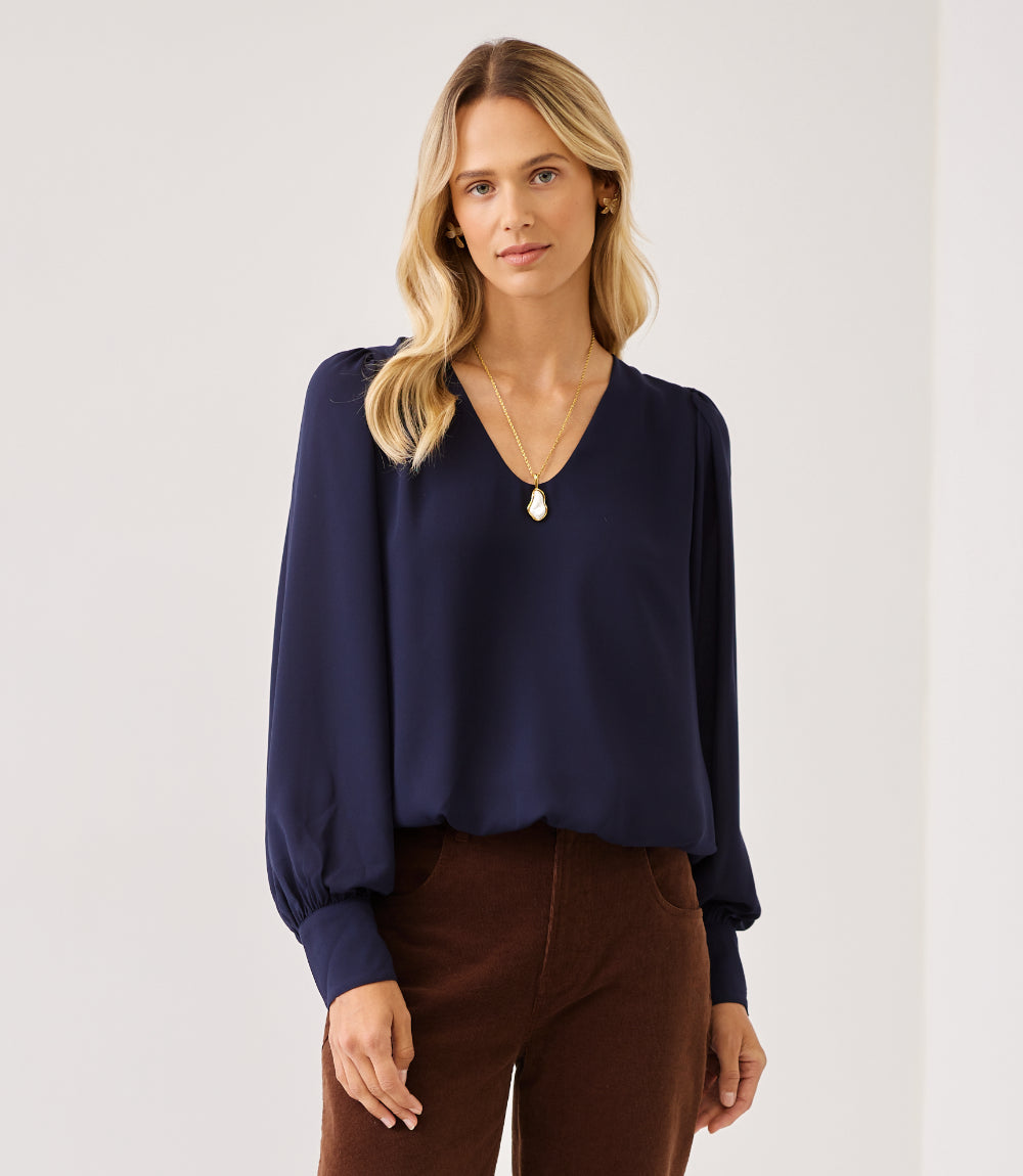 Puff Sleeve V-Neck Top