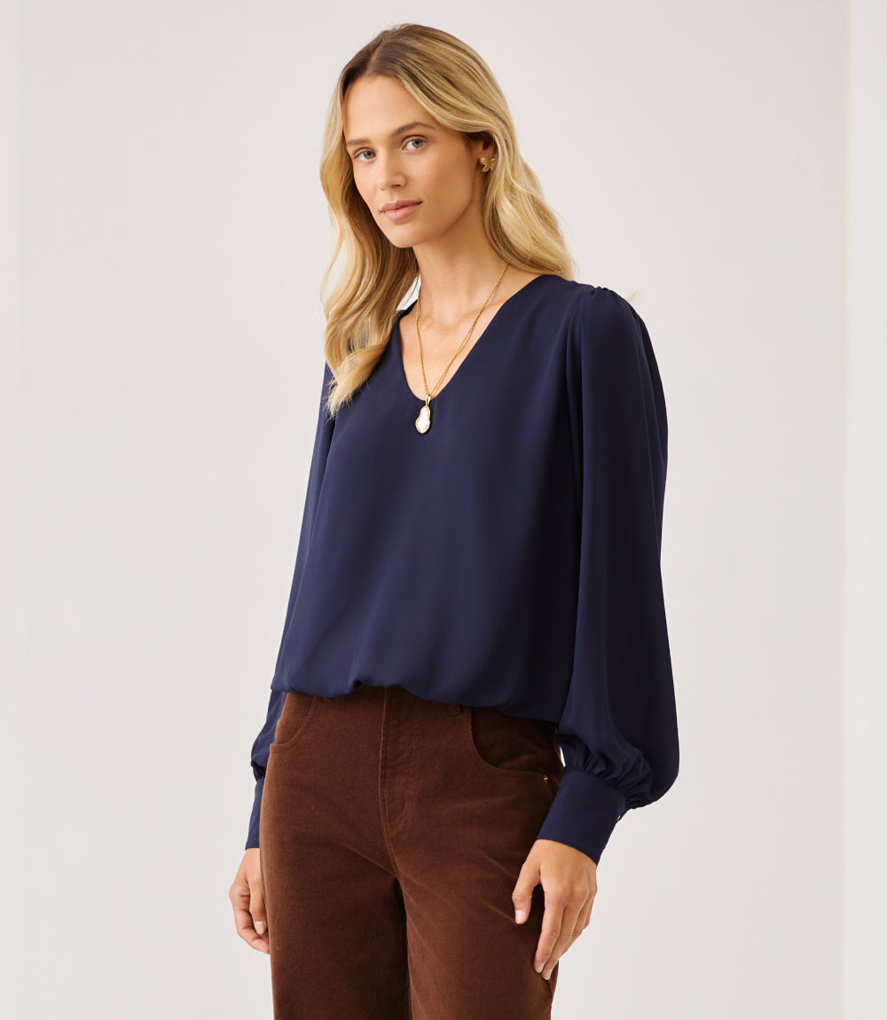 Puff Sleeve V-Neck Top