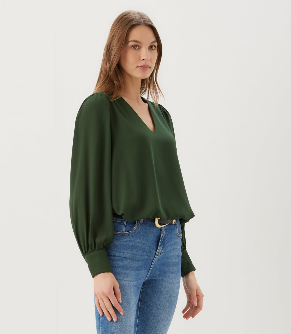 Puff Sleeve V-Neck Top