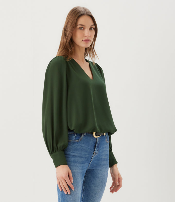 Puff Sleeve V-Neck Top