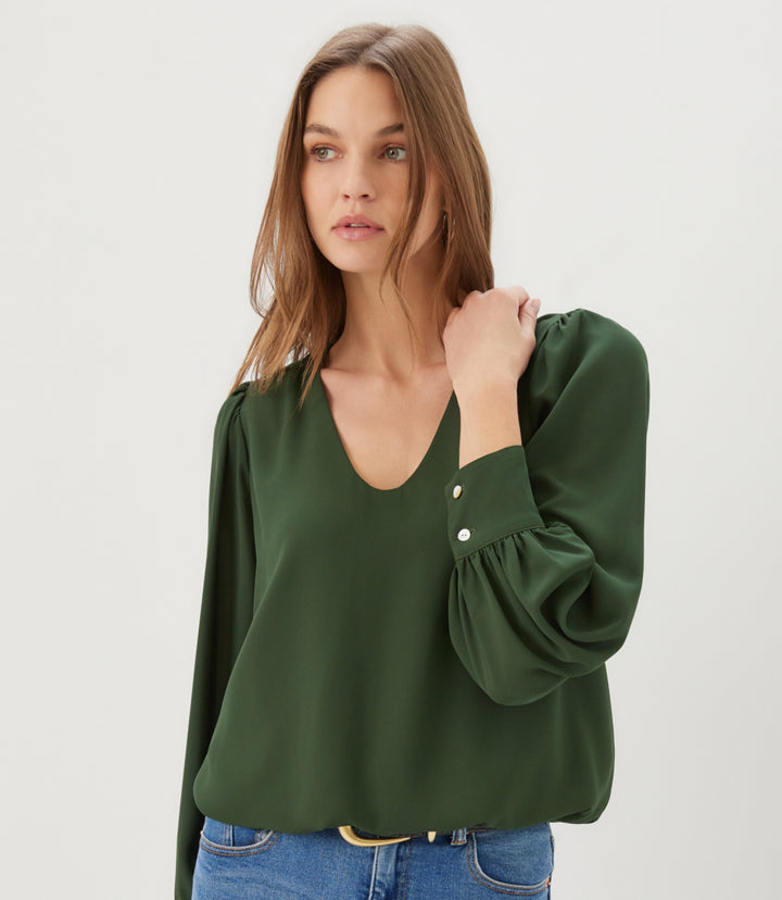 Puff Sleeve V-Neck Top