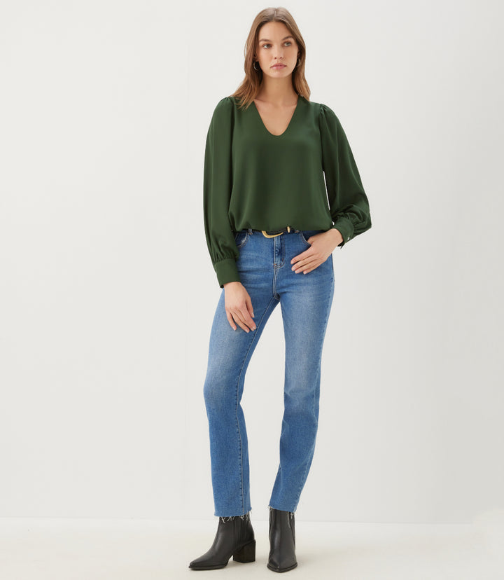 Puff Sleeve V-Neck Top