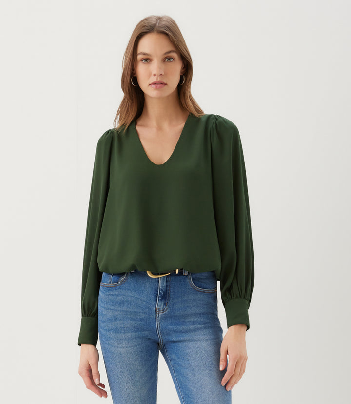 Puff Sleeve V-Neck Top