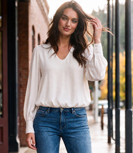 Puff Sleeve V-Neck Top