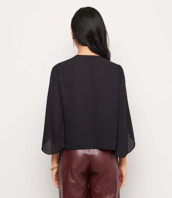 Bracelet Sleeve Drape Front Crossover Top