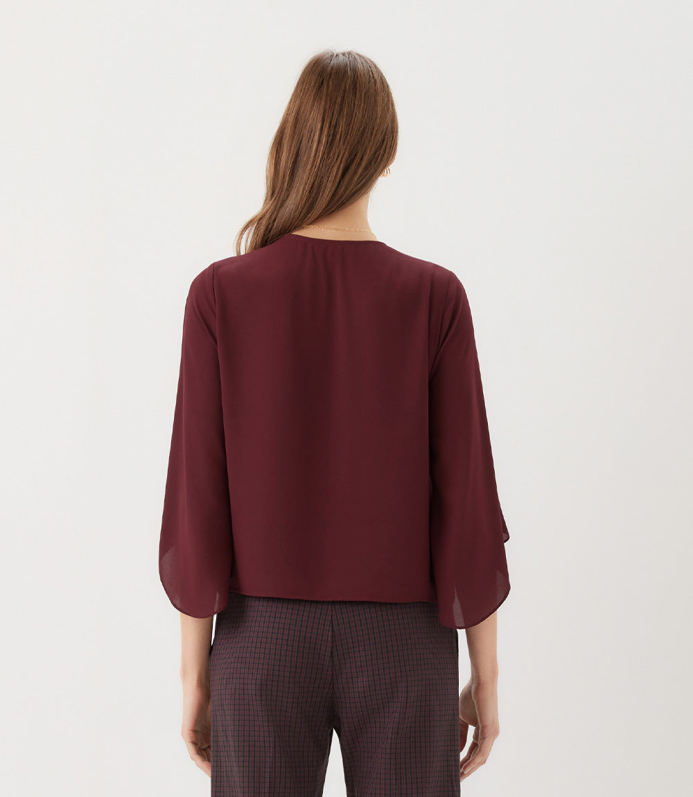 Bracelet Sleeve Drape Front Crossover Top