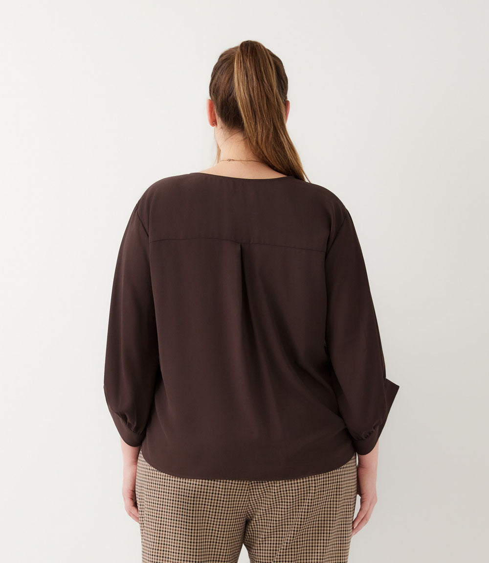 Plus Size Blouson Sleeve Tie-Front Top