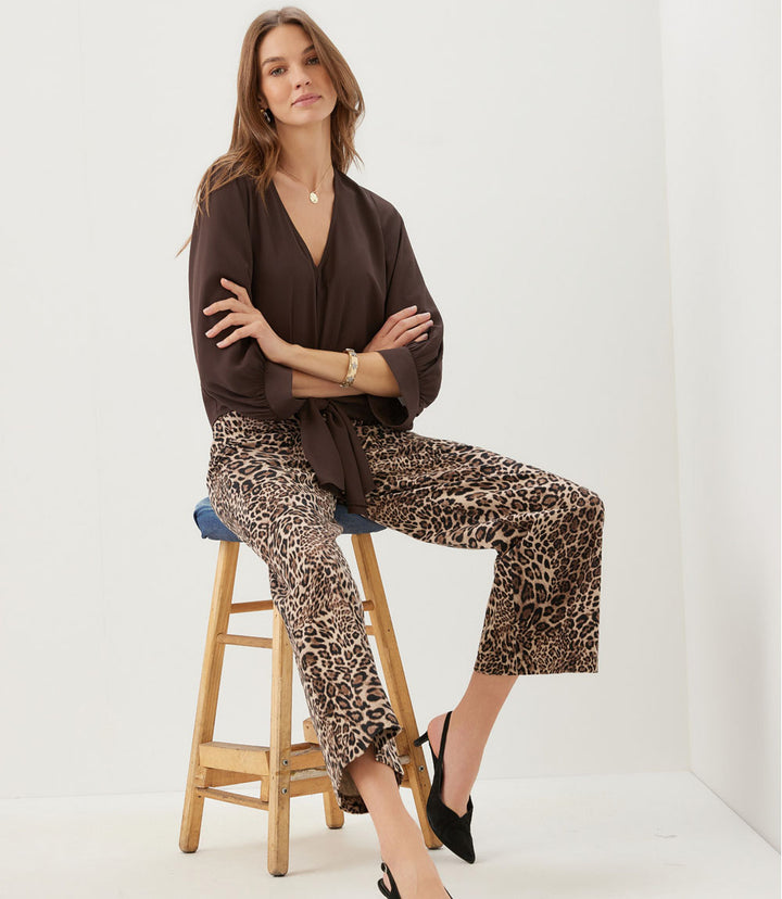 Blouson Sleeve Tie-Front Top