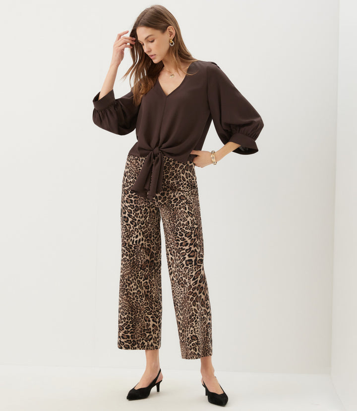 Blouson Sleeve Tie-Front Top