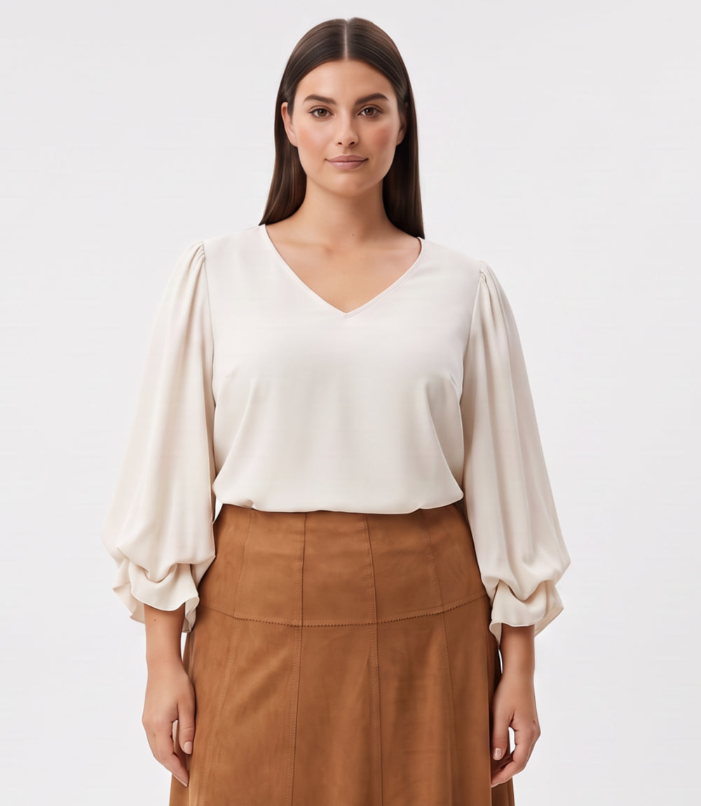 Plus Size Layered Sleeve Asymmetric Top