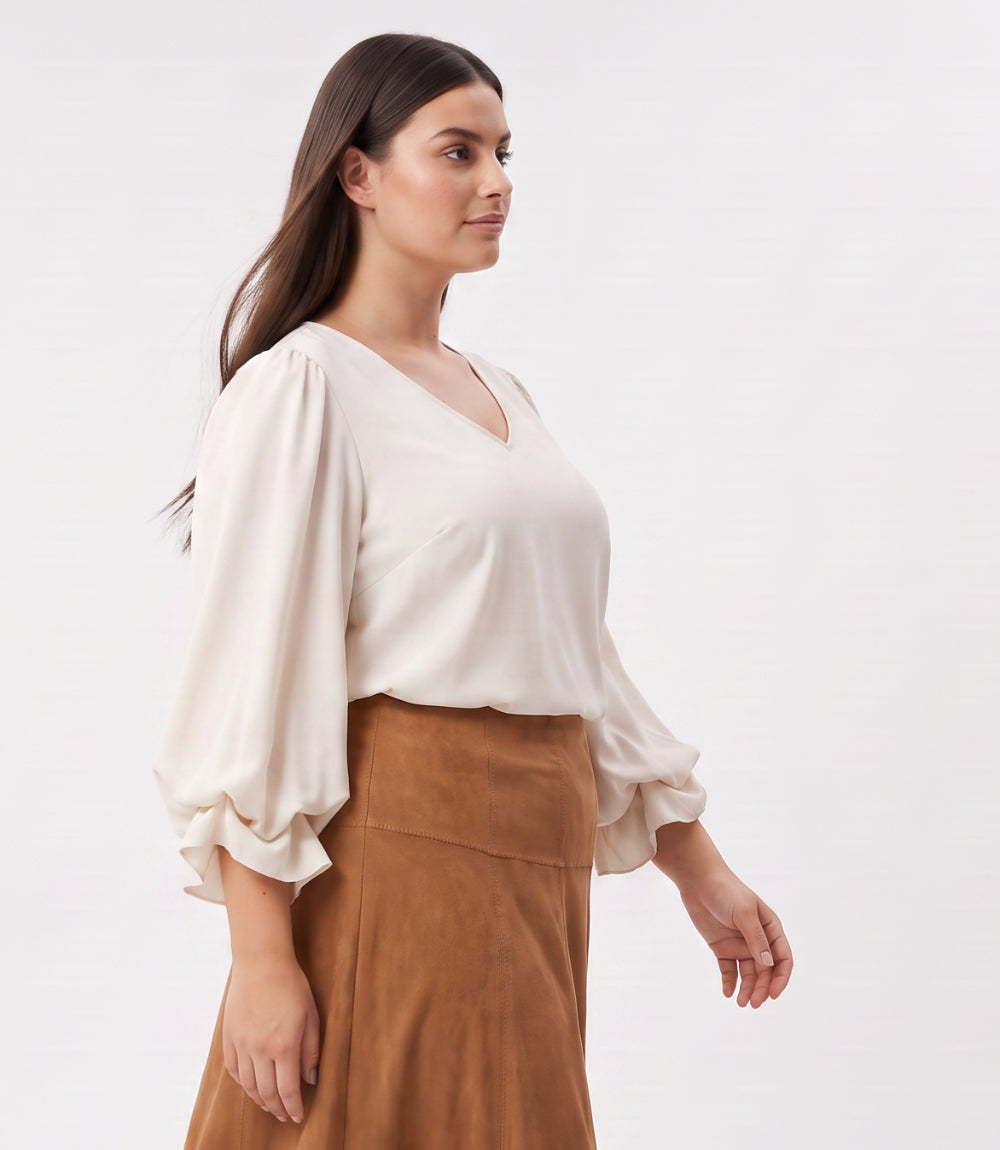 Plus Size Layered Sleeve Asymmetric Top