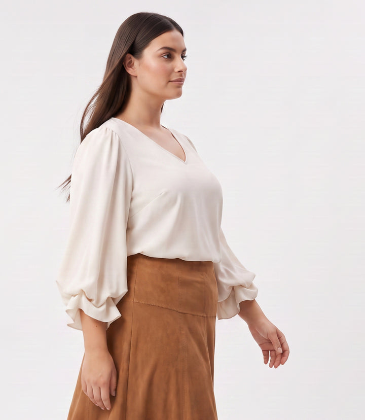 Plus Size Layered Sleeve Asymmetric Top