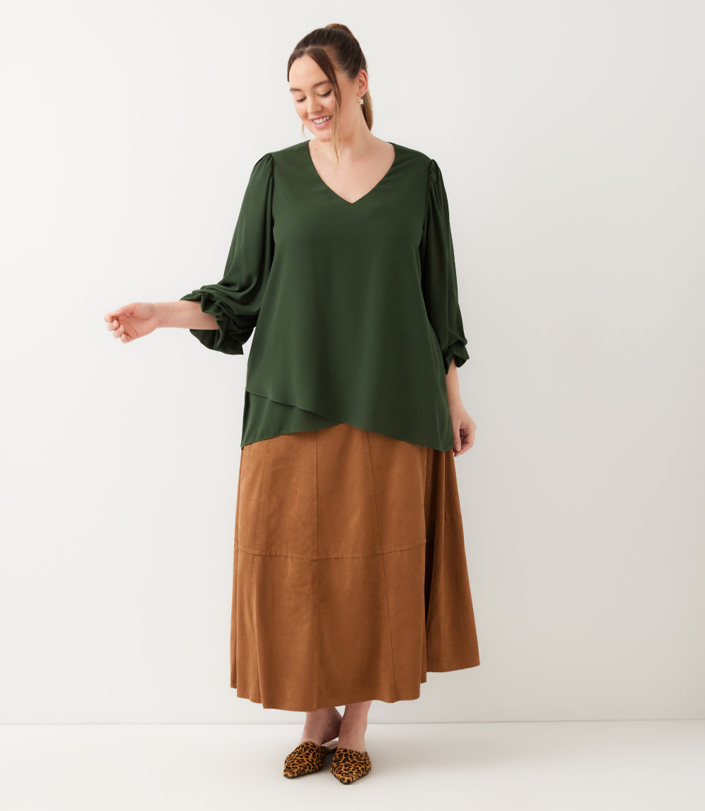Plus Size Layered Sleeve Asymmetric Top