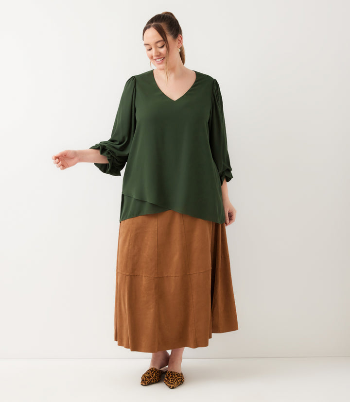 Plus Size Layered Sleeve Asymmetric Top
