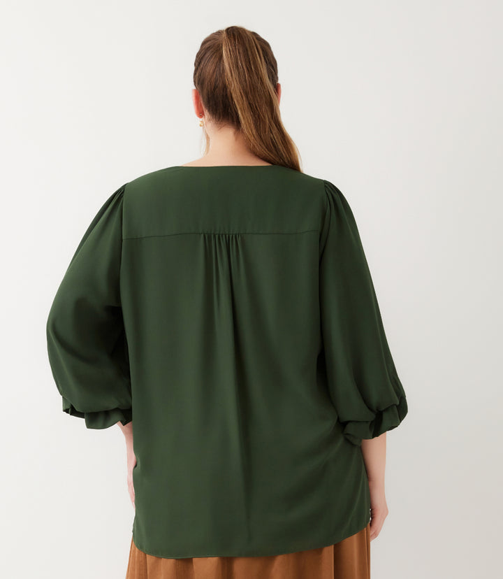 Plus Size Layered Sleeve Asymmetric Top