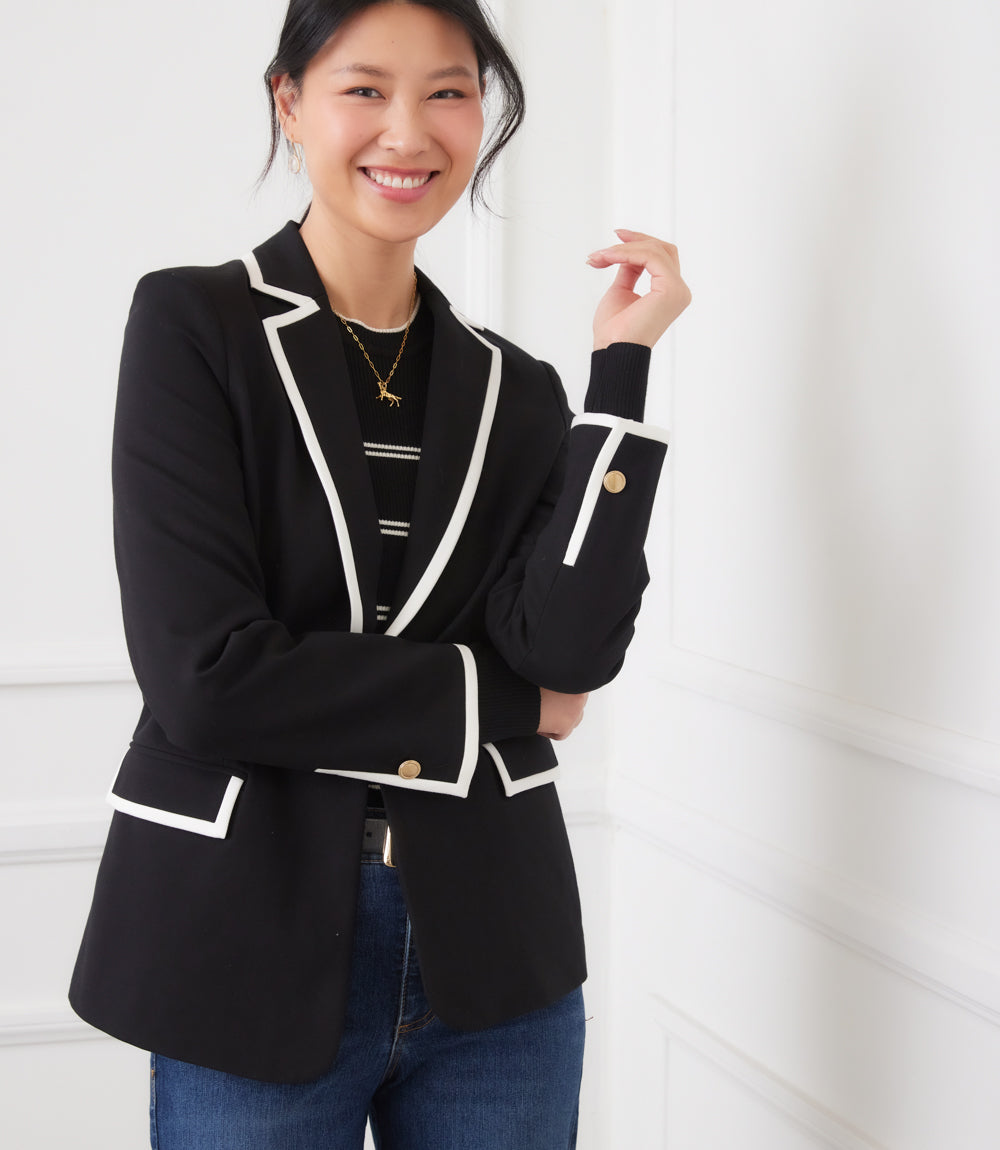 Contrast Ponte Knit Blazer