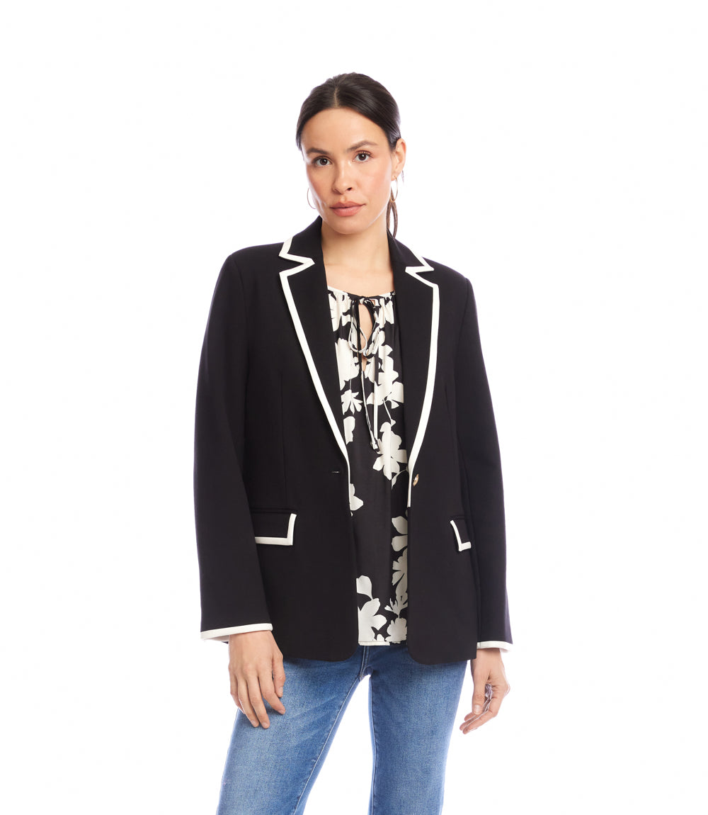 Contrast Ponte Knit Blazer