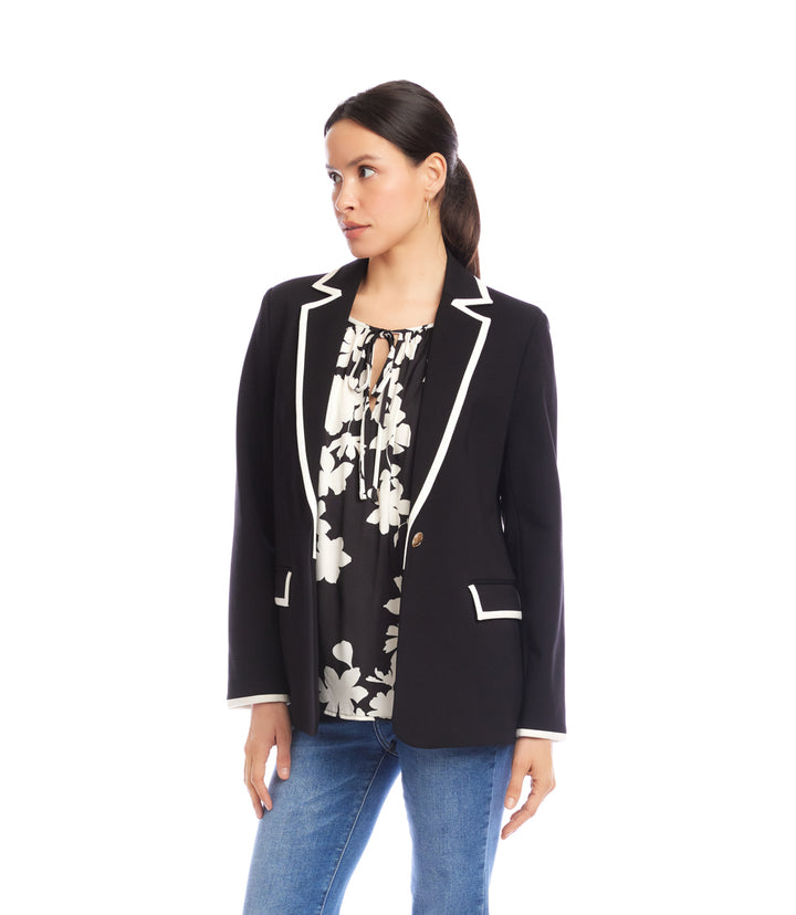 Contrast Ponte Knit Blazer