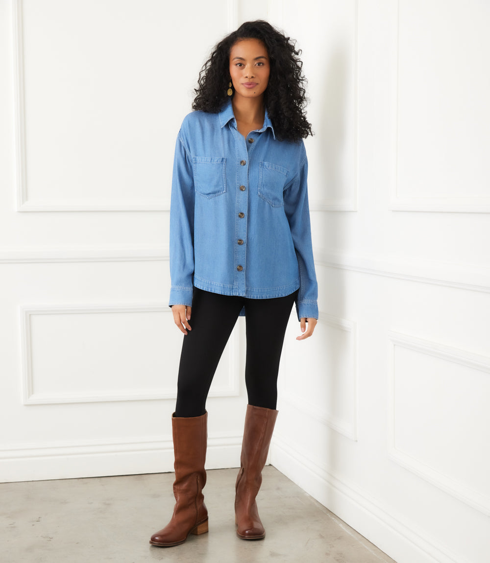 Long Sleeve Soft Denim Shirt Jacket