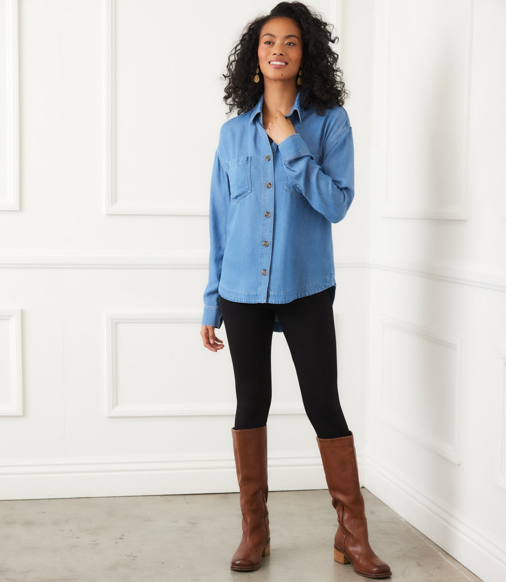 Long Sleeve Soft Denim Shirt Jacket