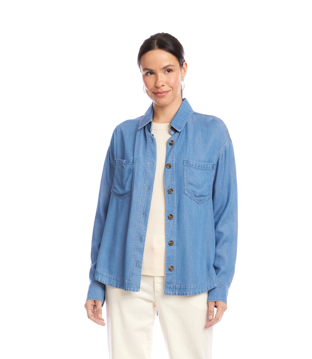 Long Sleeve Soft Denim Shirt Jacket