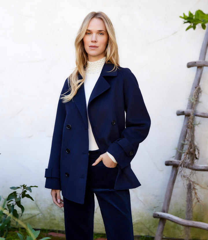 Brushed Double-Breasted Peacoat