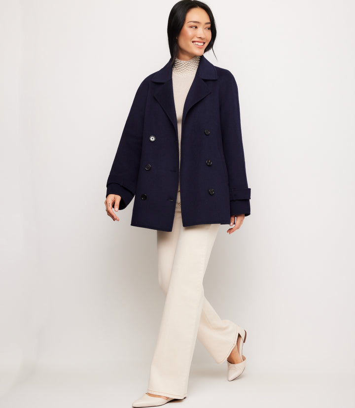 Brushed Double-Breasted Peacoat