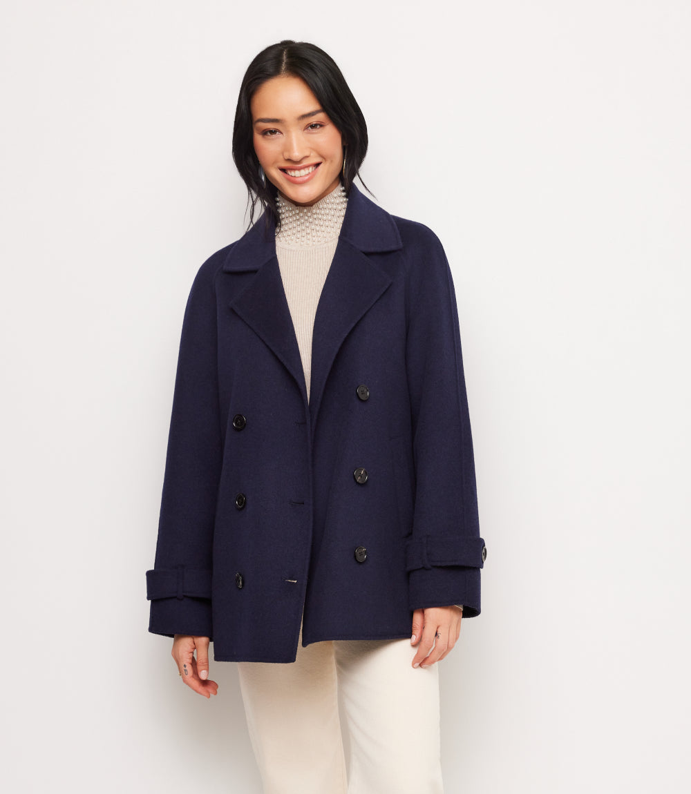 Brushed Double-Breasted Peacoat