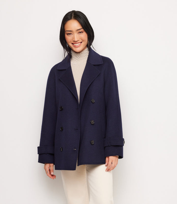 Brushed Double-Breasted Peacoat