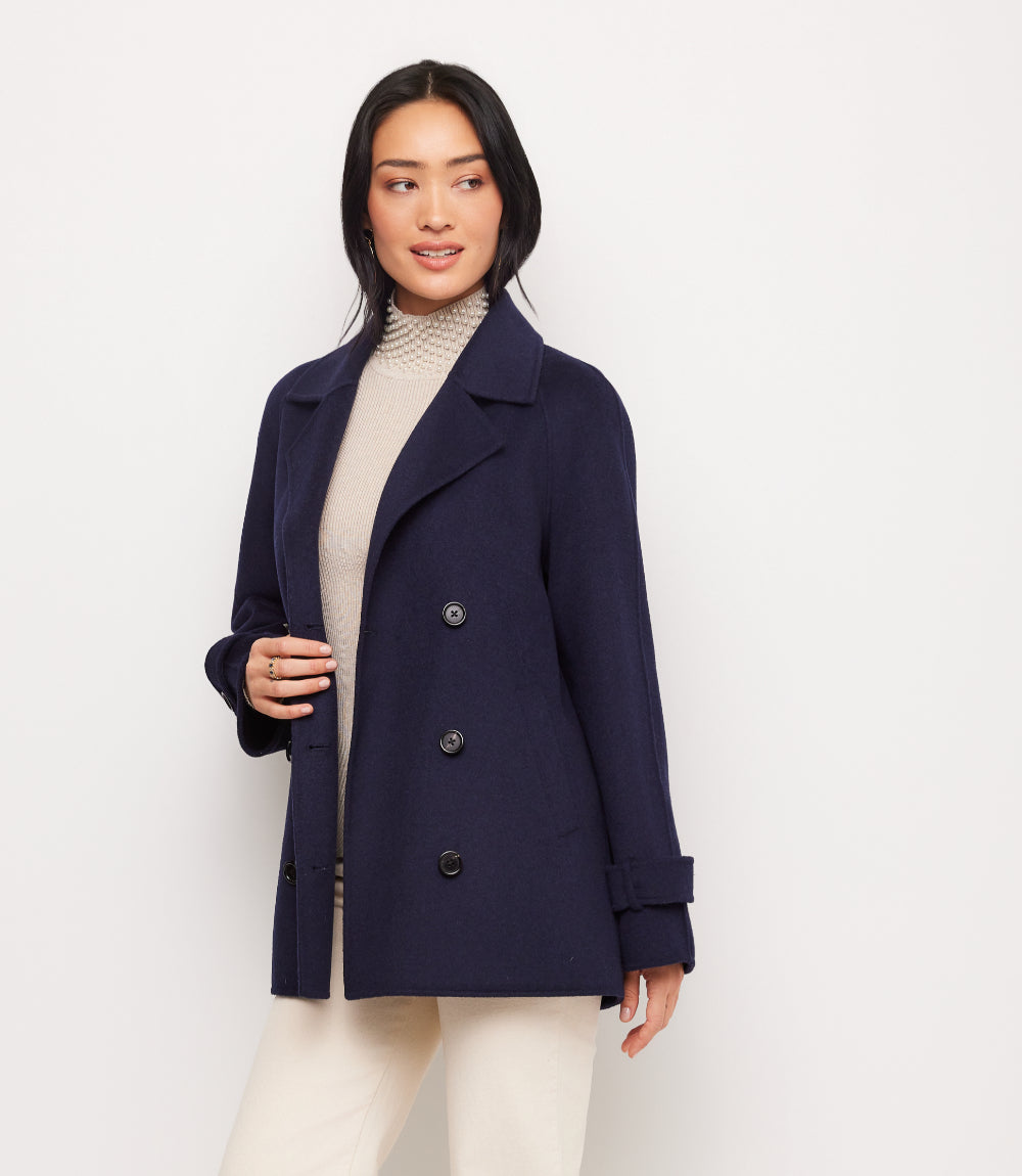 Brushed Double-Breasted Peacoat