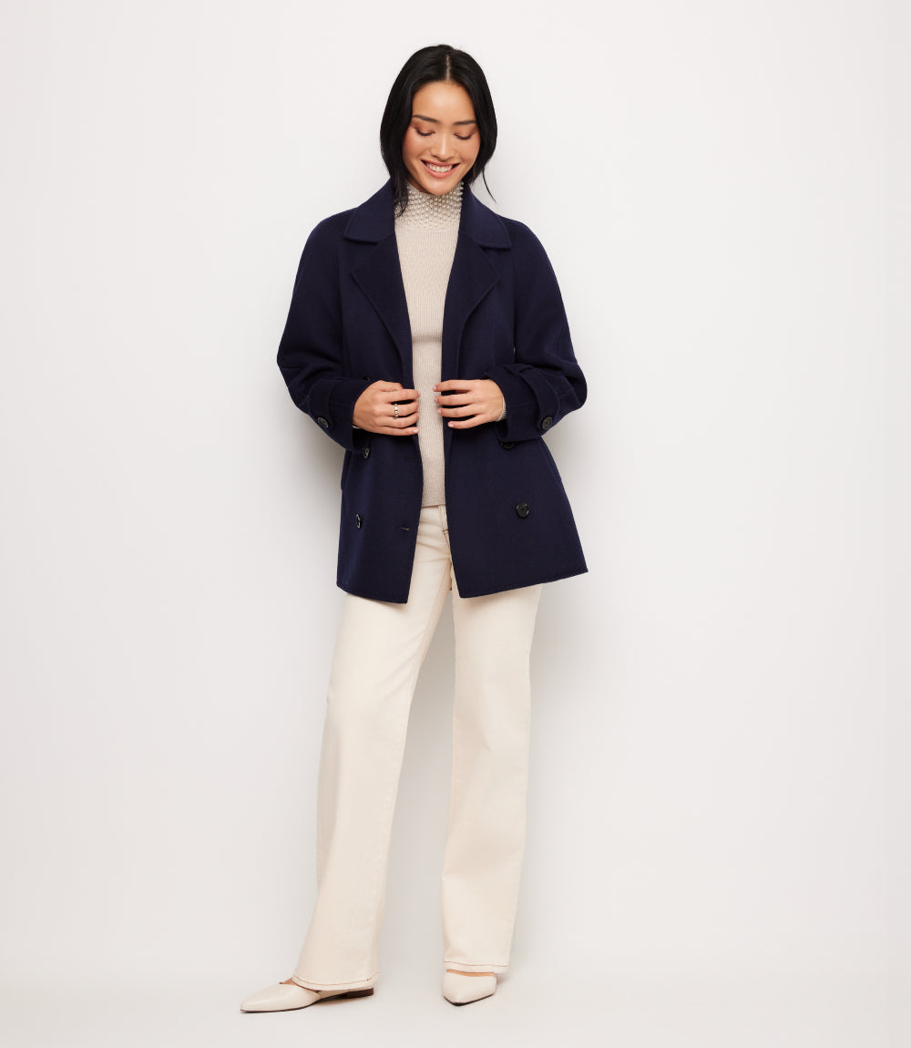 Brushed Double-Breasted Peacoat