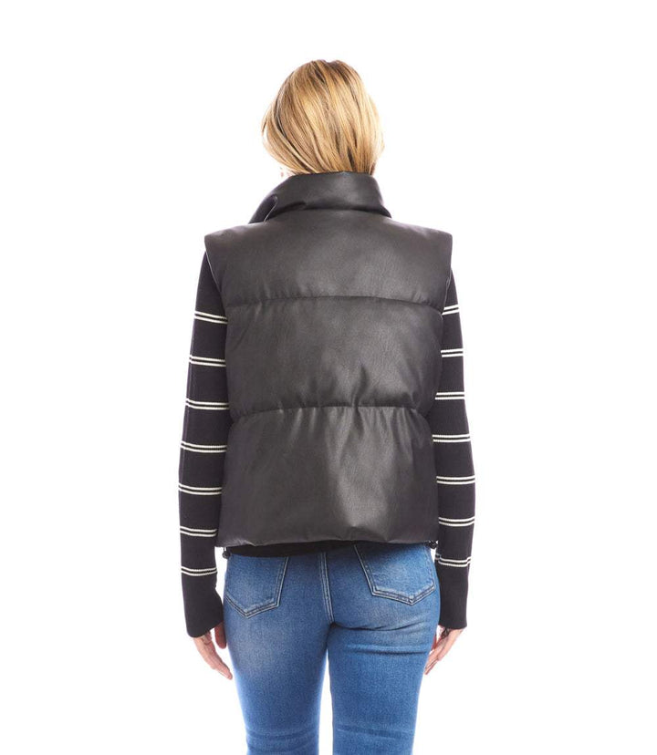 Faux Leather Quilted Puffer Vest