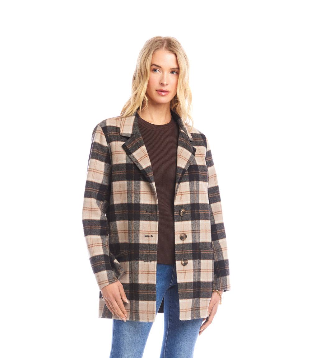 Oversized Brushed Plaid Blazer